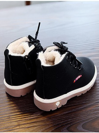 Черные зимние ботинки на меху для малыша 